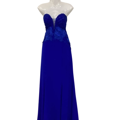Bariano Isabelle  Strapless Gown Women's  Size 12 Formal Dress Blue 
