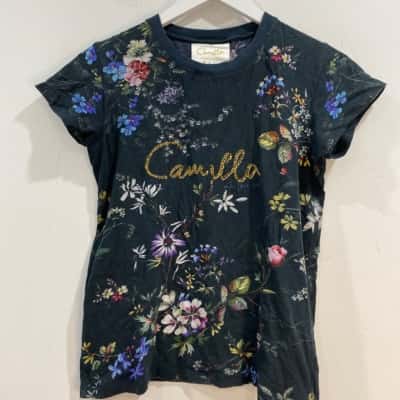 Camilla Womens Tee Shirt Size S Black  / Multicoloured 