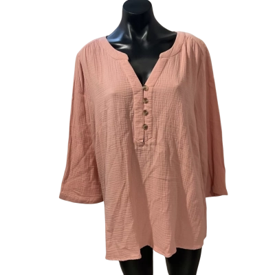 Rockmans Womens  Size 20 3/4 Sleeve Shirt Peach / Pink  