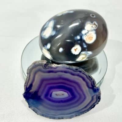 Gorgeous Agate Slice & Large Gemstone 