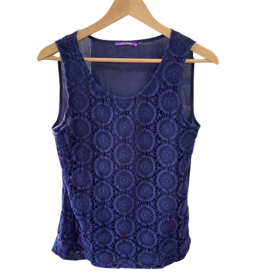 Amita Naithani  Womens  Size S Sleeveless Top Navy Blue 