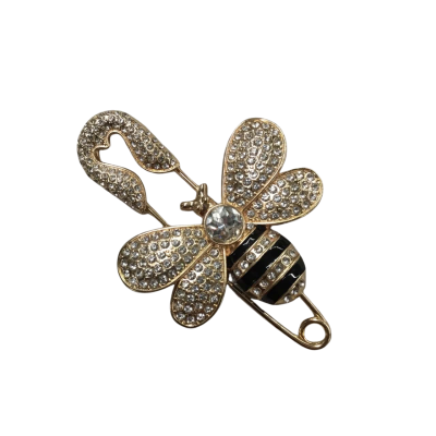 Large Bedazzled Bumble Bee Safety Pin Brooch