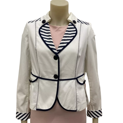 Crisca Womens  Size 10 Cropped Jacket Blue / White 