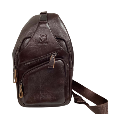 Bull Captain Men’s Leather Cross Body/ Shoulder Sling Bag Brown
