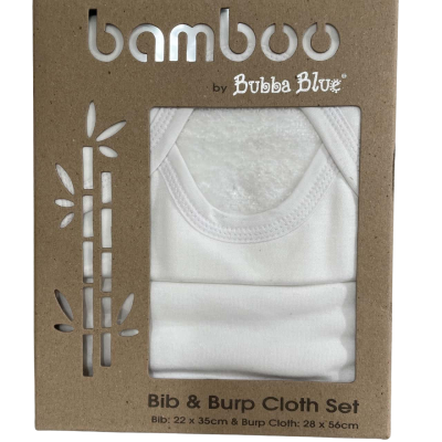  Bamboo Bib & Burp Cloth set in White 