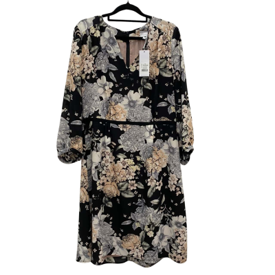 BNWT Veronica Maine Womens  Size 10 Floral Dress Black  / Cream / Floral / Olive RRP $289.00