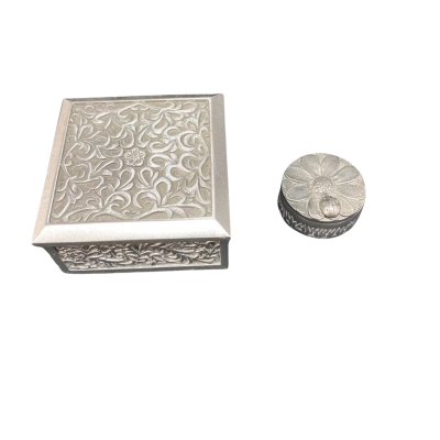Pewter Jewellery Box and Ring Box 