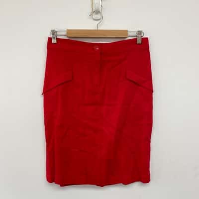 Jacqui-E Red Linen Viscose Mini Skirt  Size 10 