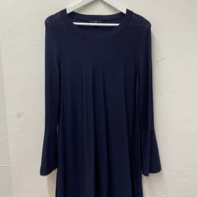 COS Womens Long Sleeve Dress Blue -100% Wool