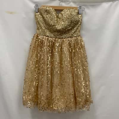 Blossom Kids Corset Sequin Dress Size 6 Gold 