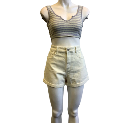 BNWT French Connection Women's Size 10 Denim Shorts Cream 