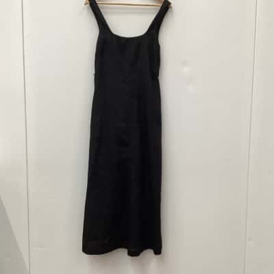 AERE Womens  Size 8 Black long Linen dress