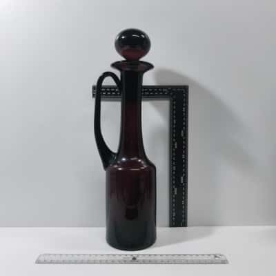 Blown Glass Jug Pitcher Handled Purple Murano Style 