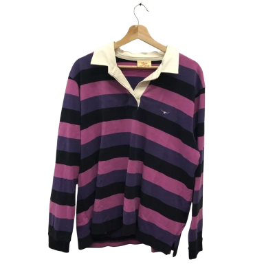 R.M. Williams Womens  Size 16 Long Sleeve Rugby Top Black  / Pink  / Purple 
