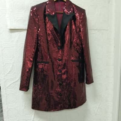 Bianca and Bridgett Womens  Size 14 Tuxedo Sequin Mini Dress VGUC 