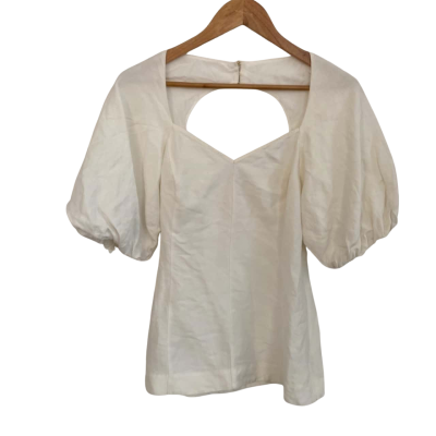 Country Road Womens  Size 8 Party Top / Short Sleeve Top / V-Neck Top White 