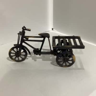 Vintage-style Miniature Metal Tricycle with Dangling Star Charms
