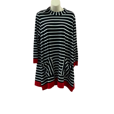Taking Shape Women's Stripe Tunic (Plus) Size 12 Black/White Stripes with Red Borders