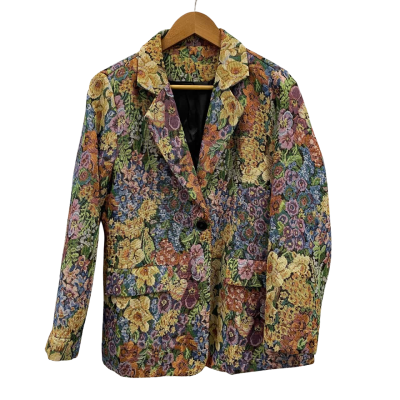 Unbranded Women's Size L Retro Style Blazer Floral / Multicoloured 