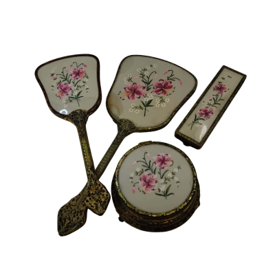 Embroider Floral Vintage 4 Piece Dressing Table Set