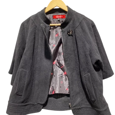 Retro Size Rusty Womens  Size 14 Cropped Wool Blend Jacket / Winter Coat Black  