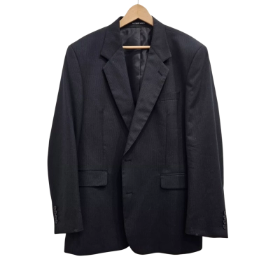 Fletcher Jones Mens Size M Suit Jacket Black / Pinstriped 