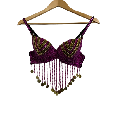 Ishka, Womens, Size 38/85, costume bra with purple and yellow sequins