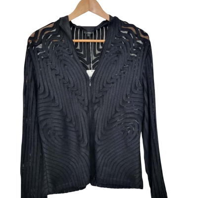  Ika Womens  Size 12 Long Sleeve Top / Zip Through Top Black  