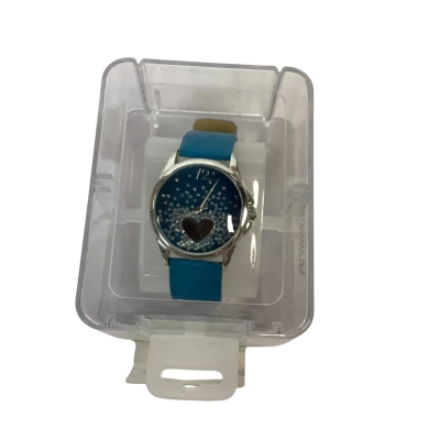  Womens Sparkle Heart Watch - Blue Strap 