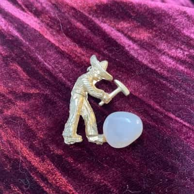 Vintage Griegers Lapel Pin with White Stone 
