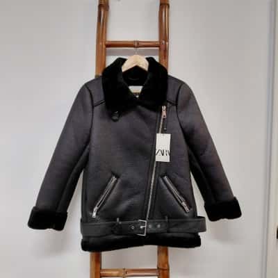 Zara Womens Black Jacket with Belt Size XS BNWT