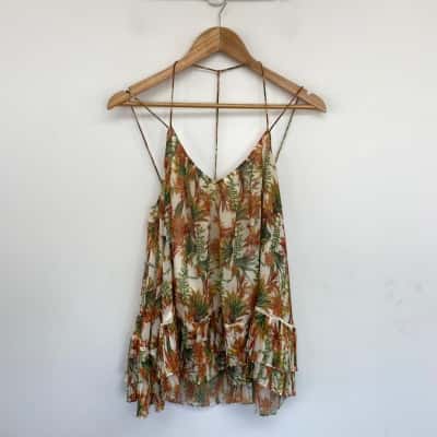 Morrison Orange White Floral Cami Top  Size 12 
