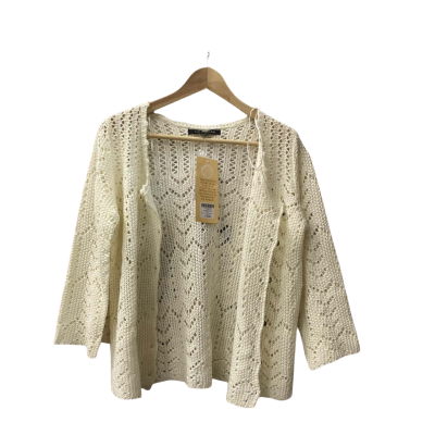 Liz Jordan Womens  Size XS Crochet Button Up Cardigan White 