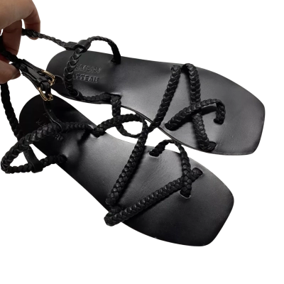 A.Emery Matteau Womens Size 39 Black Leather Sandals   