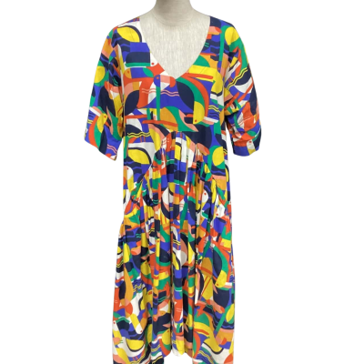  Keshet  Size M / S Short Sleeve Oversized Dress with Pockets  Multicoloured 