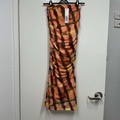 Sunny Girl Women's Size 8 Cocktail Dress Brown/ Coral/Orange 