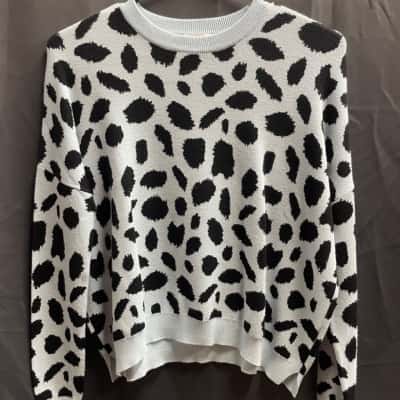 Gorman Womens Size S Blue & Black Animal Print Jumper