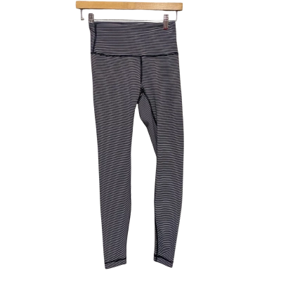 Lululemon Womens  Size 6 Leggings Black  / Striped / White 