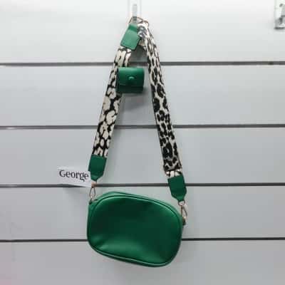 George Womens Handbag Green Handbag with Patterned Guitar Strap (George)