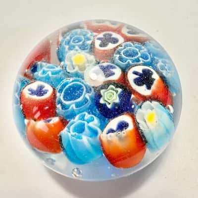 Vtg. Millefiori Glass Paperweight
