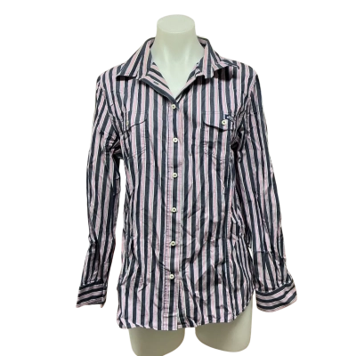 R.M. Williams Stockyard Semi Fit Womens 100% Cotton Size 14 Long Sleeve Shirt Blue / Pink  / Striped / White 