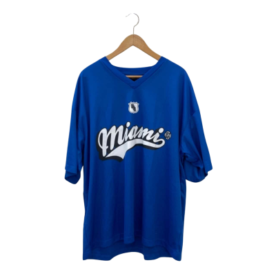H&M Mens  Size XL Blue Miami 83 V Neck T-Shirt