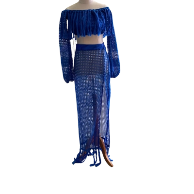  Womens Size 8 Blue skirt and top set