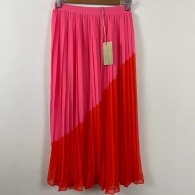 Gorman Womens  Size 8 Soleil Pleated Skirt Pink  / Red Midi