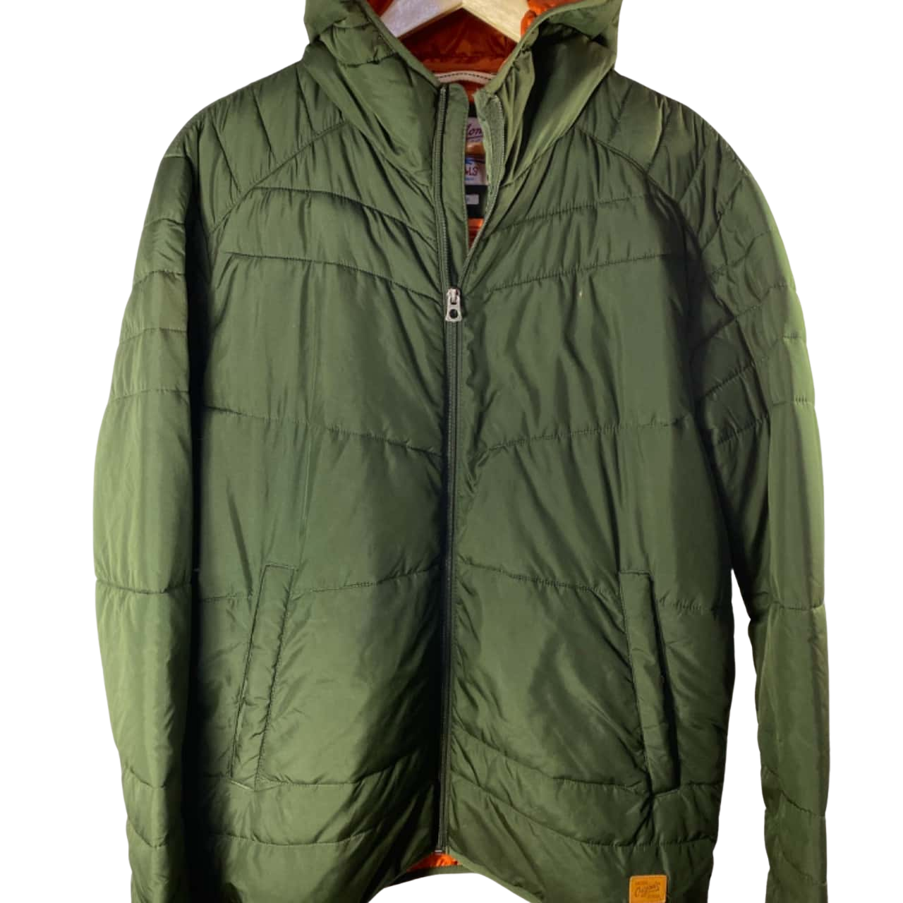 Jack & Jones Mens Size XL Hooded Puffer Jacket Green