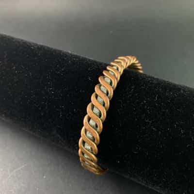 Vintage Copper Bracelet Adjustable Mixed Metal Statement 