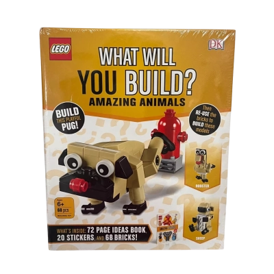 LEGO What Will You Build? Amazing Animals Hardcover Book & 68-Piece LEGO Set – Sealed
