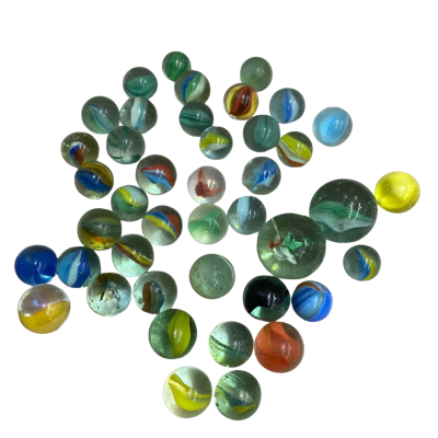 Vintage Glass Swirl Marbles - 42 in total 