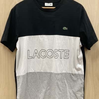 Lacoste Mens (11)  Size M Short Sleeve Shirt Black  / Grey / White 