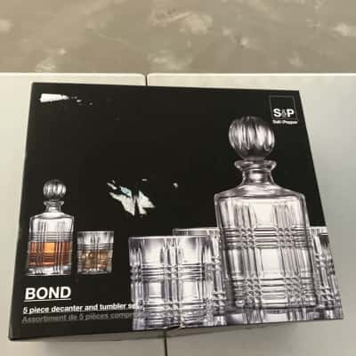 S&P salt&peooer bond 5 piece decanter and tumbler set